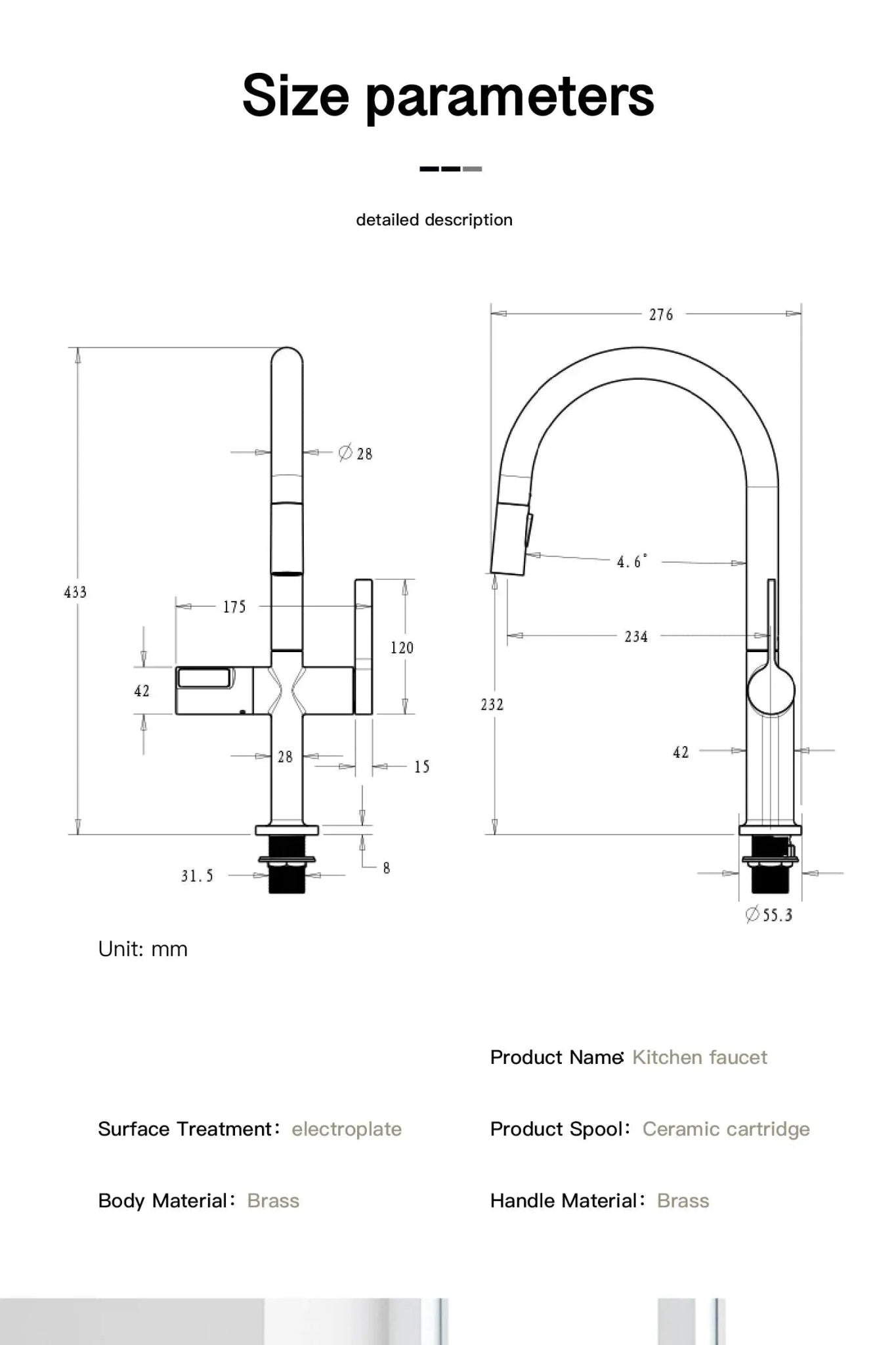 Luxury Gun Gray Brass Kitchen Faucet – LED, Pull - Out, Hot & Cold Tap - Pull - Out Retractable SpoutBathroomLux