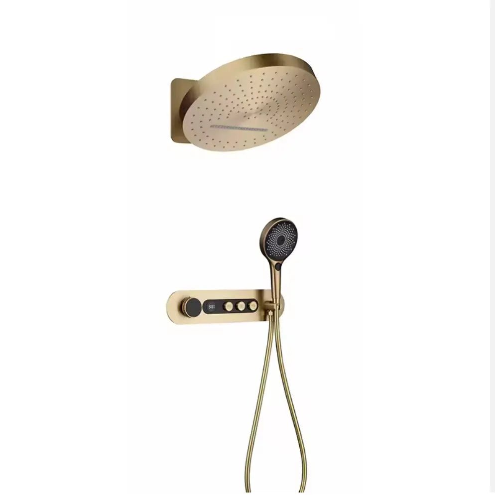 Luxury Gun Gray Digital Shower System – 4 Functions Dual Control Mixer Tap - 3 - Function Exposed Shower SystemBathroomLux