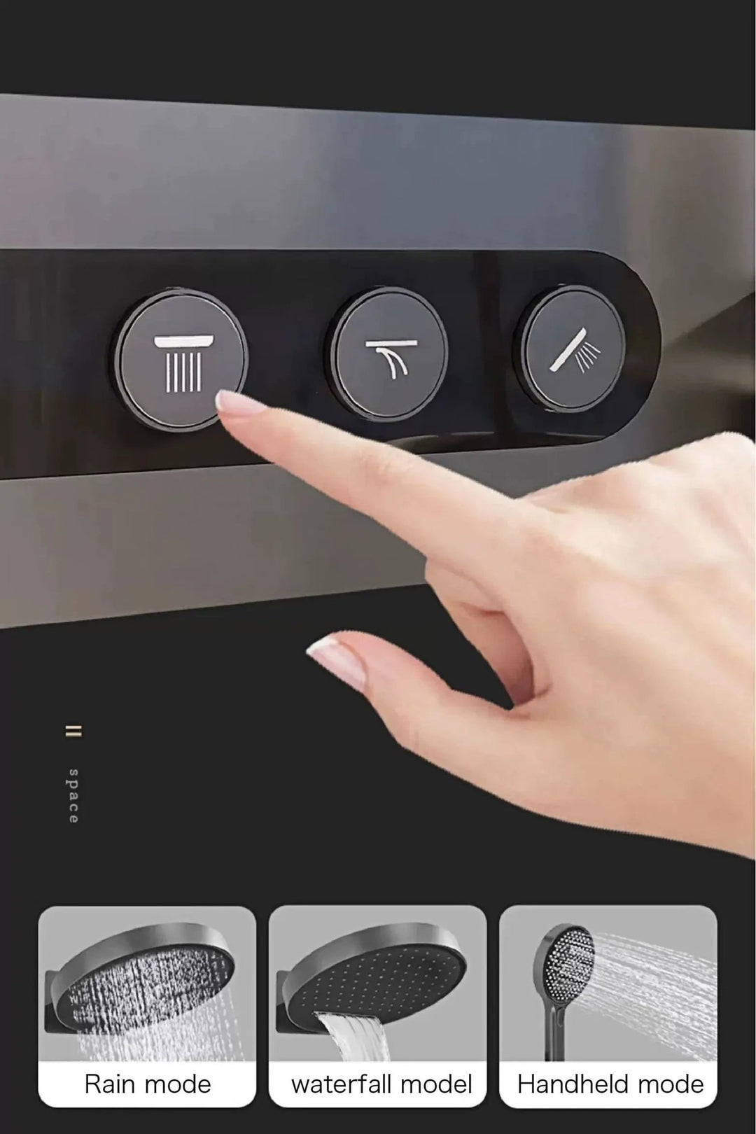 Luxury Gun Gray Digital Shower System – 4 Functions Dual Control Mixer Tap - 3 - Function Exposed Shower SystemBathroomLux