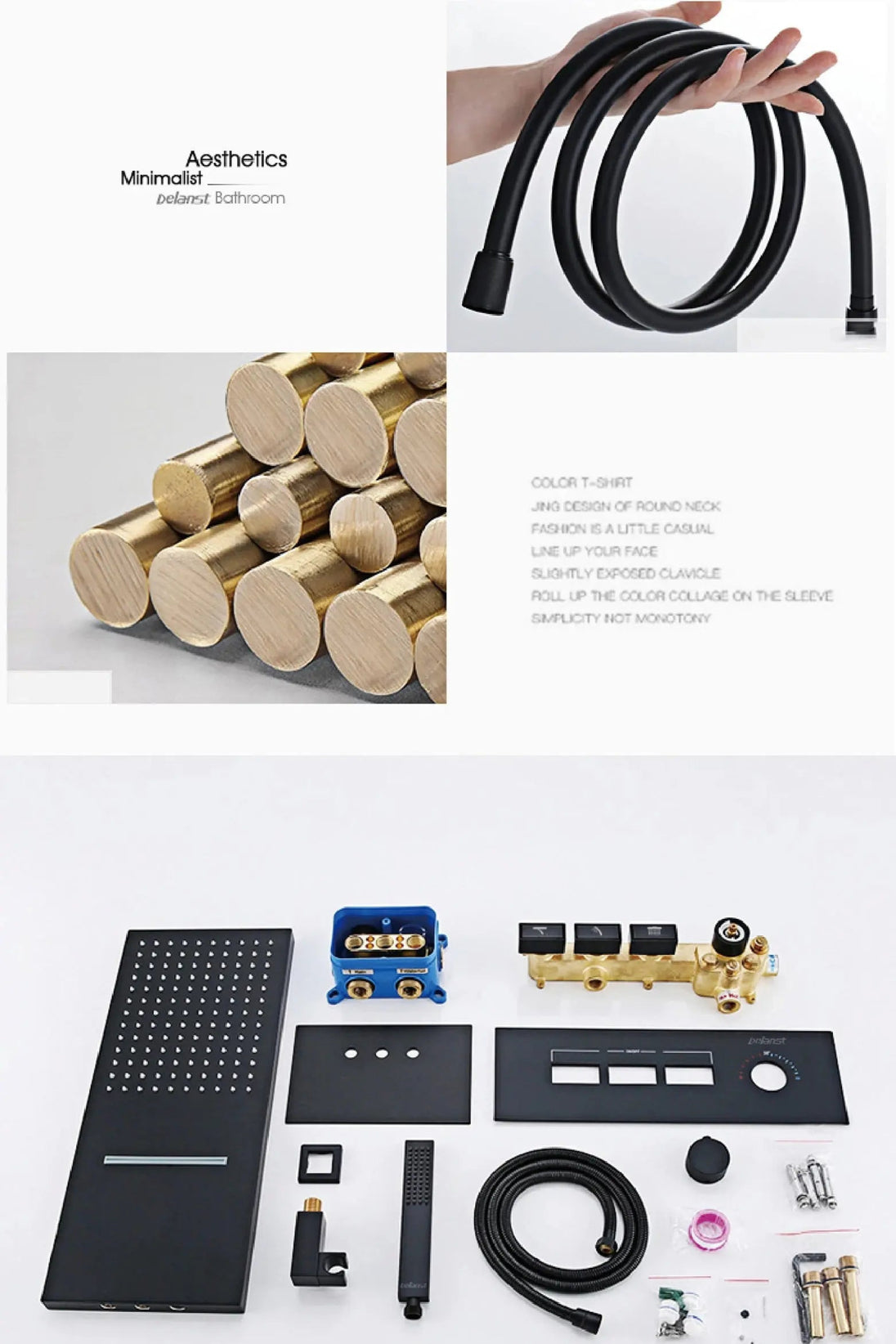 Luxury Thermostatic Shower System – Brass Wall Mounted 3 - Function - thermostatic Shower SystemBathroomLux