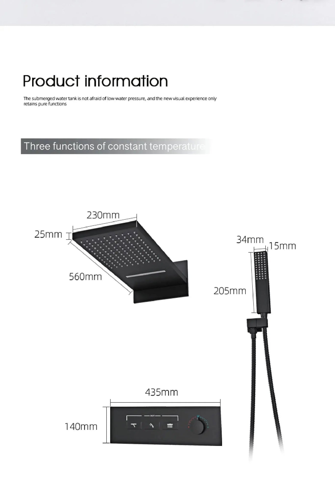 Luxury Thermostatic Shower System – Brass Wall Mounted 3 - Function - thermostatic Shower SystemBathroomLux