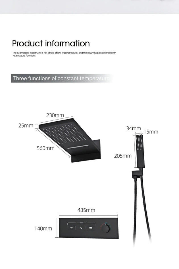 Luxury Thermostatic Shower System – Brass Wall Mounted 3 - Function - thermostatic Shower SystemBathroomLux