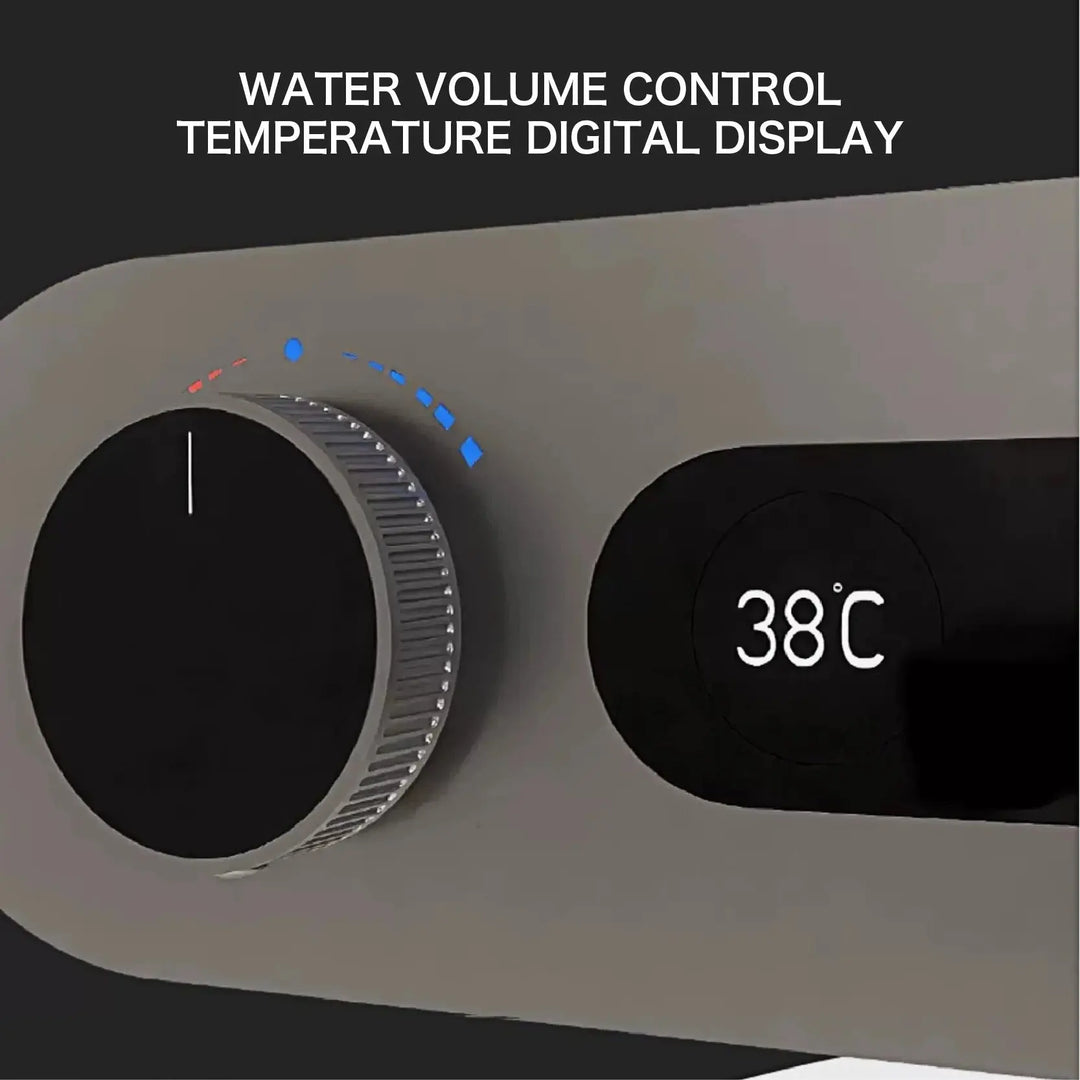 Luxury Gun Gray Digital Shower System – 4 Functions Dual Control Mixer Tap BathroomLux