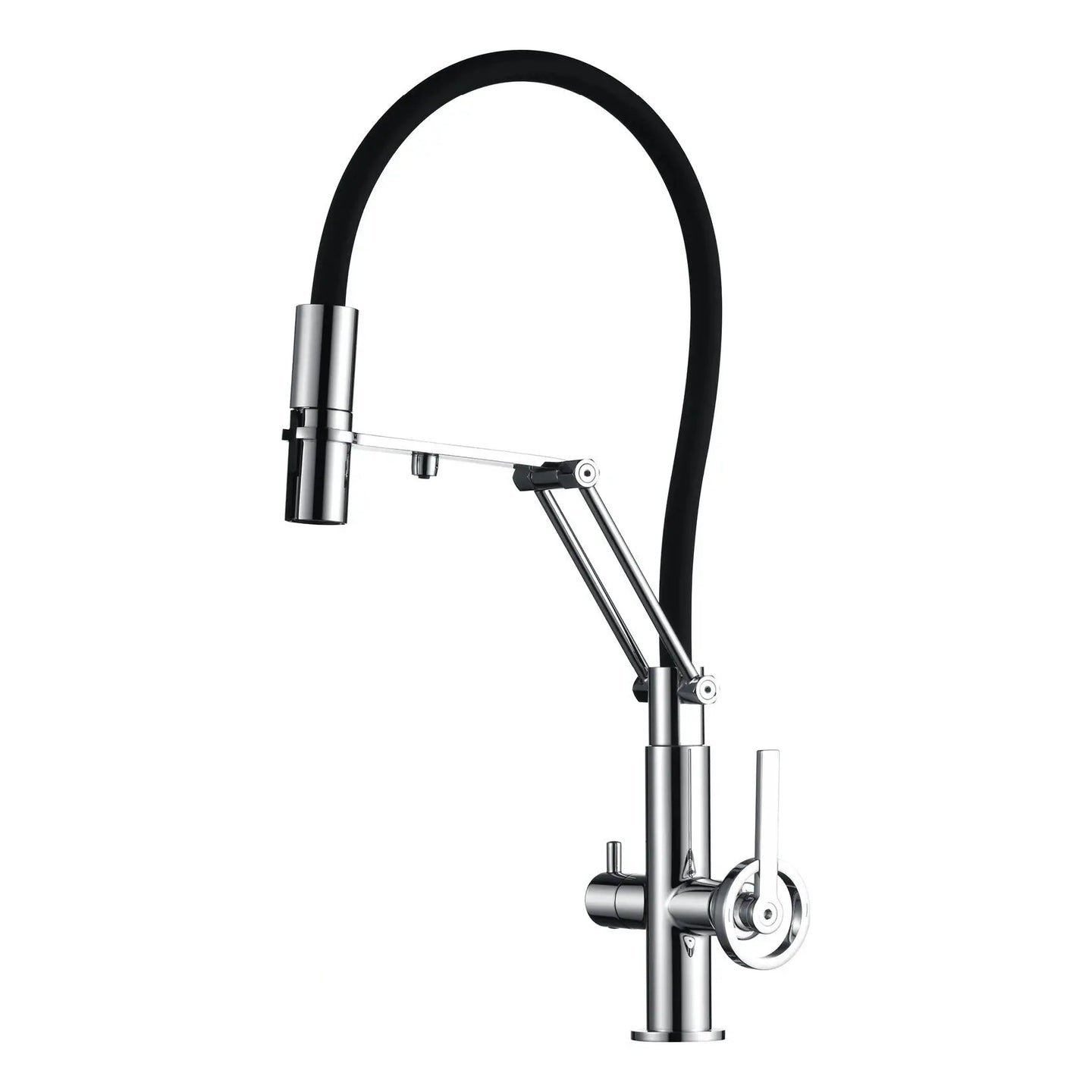 Chrome pull out kitchen faucet with flexible hose 