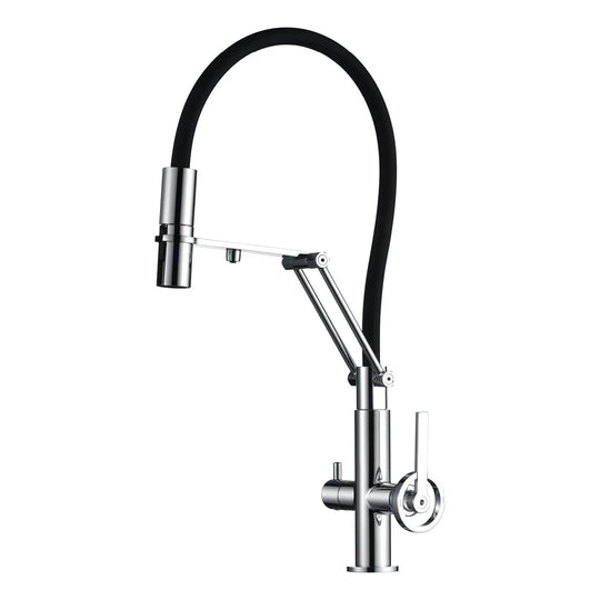 Chrome pull out kitchen faucet with flexible hose 
