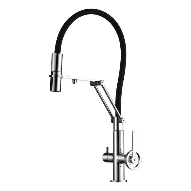 Chrome pull out kitchen faucet with flexible hose 