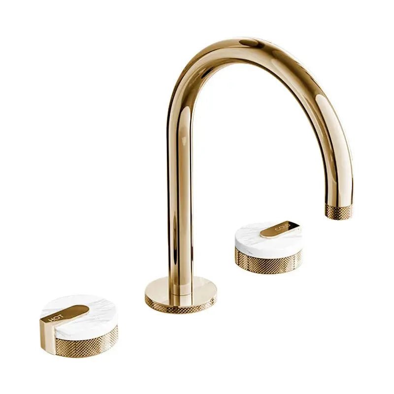 Marble Knobs 3 - Hole Bathroom faucet– Hot & Cold Water Mixer Tap - Deck Mounted Mixer TapBathroomLux