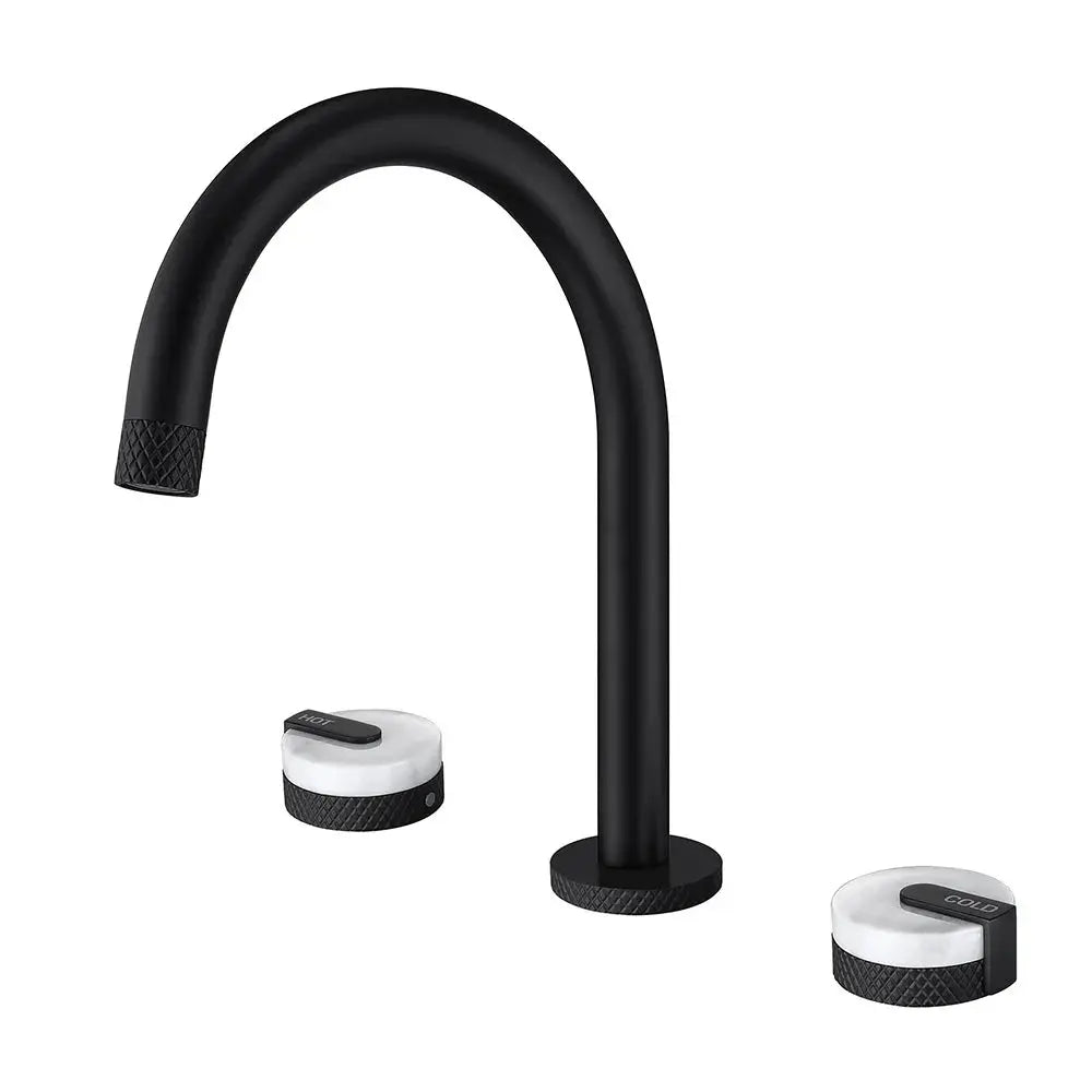 Marble Knobs 3 - Hole Bathroom faucet– Hot & Cold Water Mixer Tap - Deck Mounted Mixer TapBathroomLux