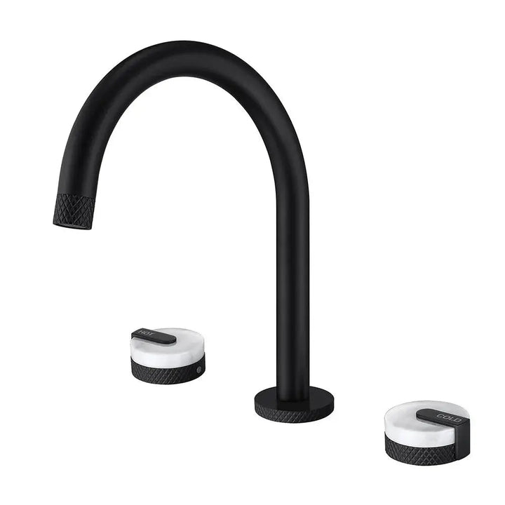 Marble Knobs 3 - Hole Bathroom faucet– Hot & Cold Water Mixer Tap - Deck Mounted Mixer TapBathroomLux