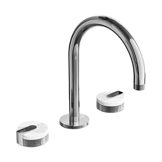 Marble Knobs 3 - Hole Bathroom faucet– Hot & Cold Water Mixer Tap - Deck Mounted Mixer TapBathroomLux