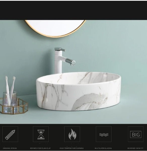 Marble Pattern Washbasin - 5 Years Warranty - Bathroom sinkBathroomLux