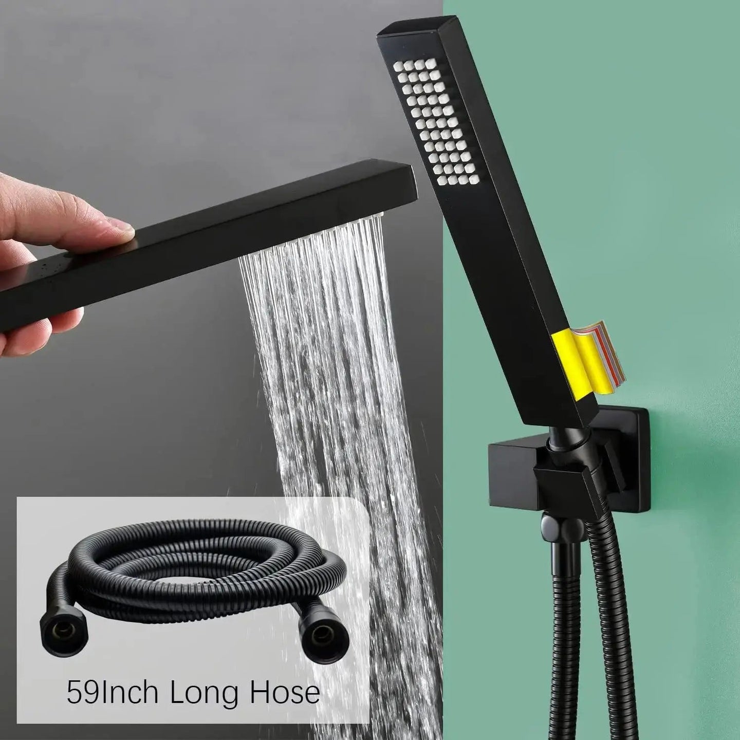 Matte Black Thermostatic LED Shower Panel with Rainfall System - matte black shower panelBathroomLux