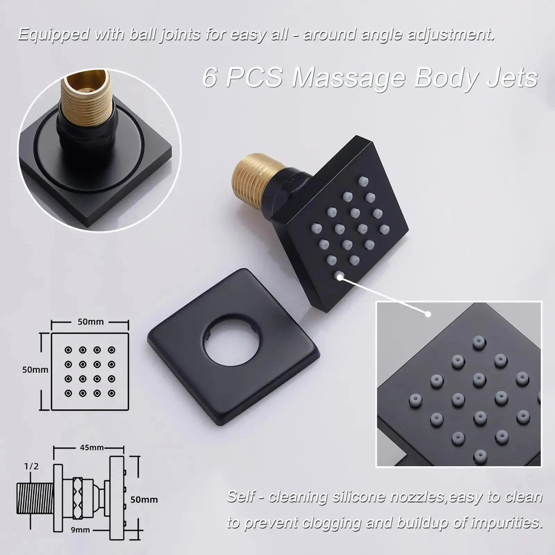 Matte Black Thermostatic LED Shower Panel with Rainfall System - matte black shower panelBathroomLux