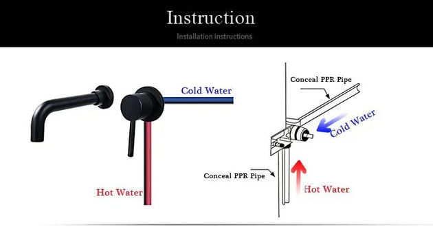 Matte Black Wall - Mounted Basin Bathroom faucet – 2 - Hole Single Lever with Swivel Spout - Matte Black Wall - Mounted Basin Mixer TapBathroomLux