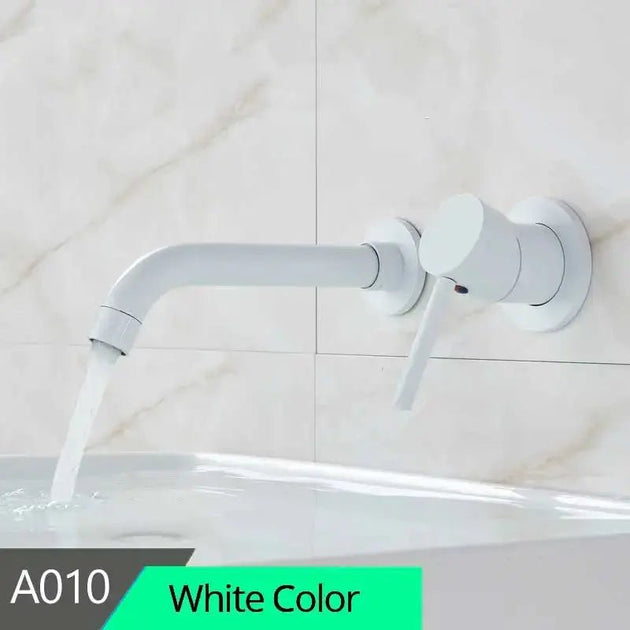 Matte Black Wall - Mounted Basin Bathroom faucet – 2 - Hole Single Lever with Swivel Spout - Matte Black Wall - Mounted Basin Mixer TapBathroomLux