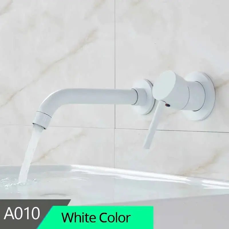 Matte Black Wall - Mounted Basin Bathroom faucet – 2 - Hole Single Lever with Swivel Spout - Matte Black Wall - Mounted Basin Mixer TapBathroomLux