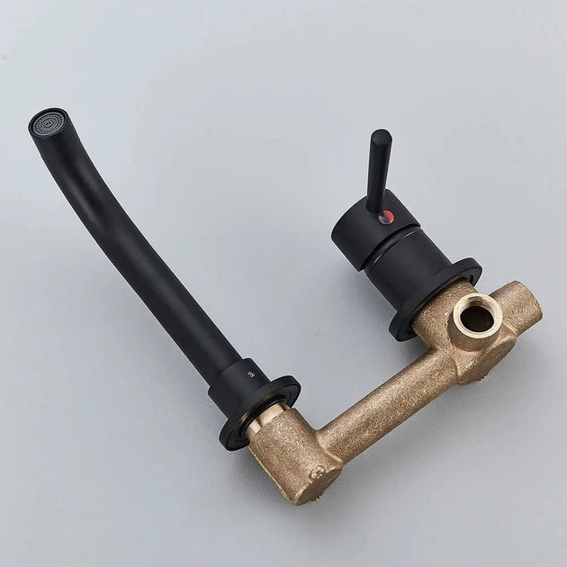 Matte Black Wall - Mounted Basin Bathroom faucet – 2 - Hole Single Lever with Swivel Spout - Matte Black Wall - Mounted Basin Mixer TapBathroomLux