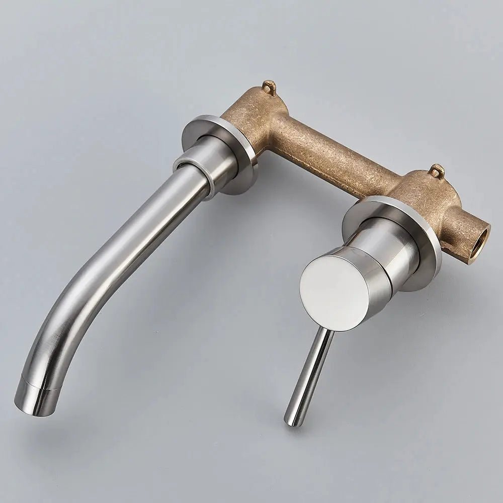 Matte Black Wall - Mounted Basin Bathroom faucet – 2 - Hole Single Lever with Swivel Spout - Matte Black Wall - Mounted Basin Mixer TapBathroomLux