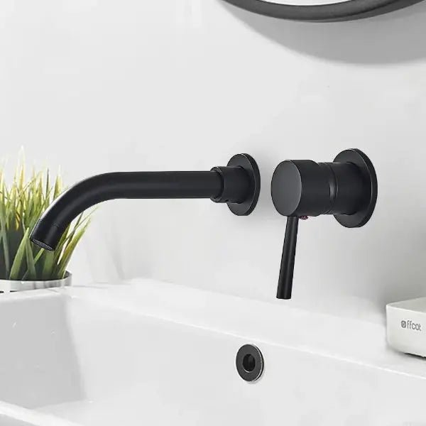 Matte Black Wall - Mounted Basin Bathroom faucet – 2 - Hole Single Lever with Swivel Spout - Matte Black Wall - Mounted Basin Mixer TapBathroomLux
