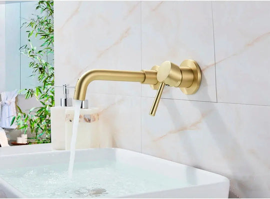 Matte Black Wall - Mounted Basin Bathroom faucet – 2 - Hole Single Lever with Swivel Spout - Matte Black Wall - Mounted Basin Mixer TapBathroomLux