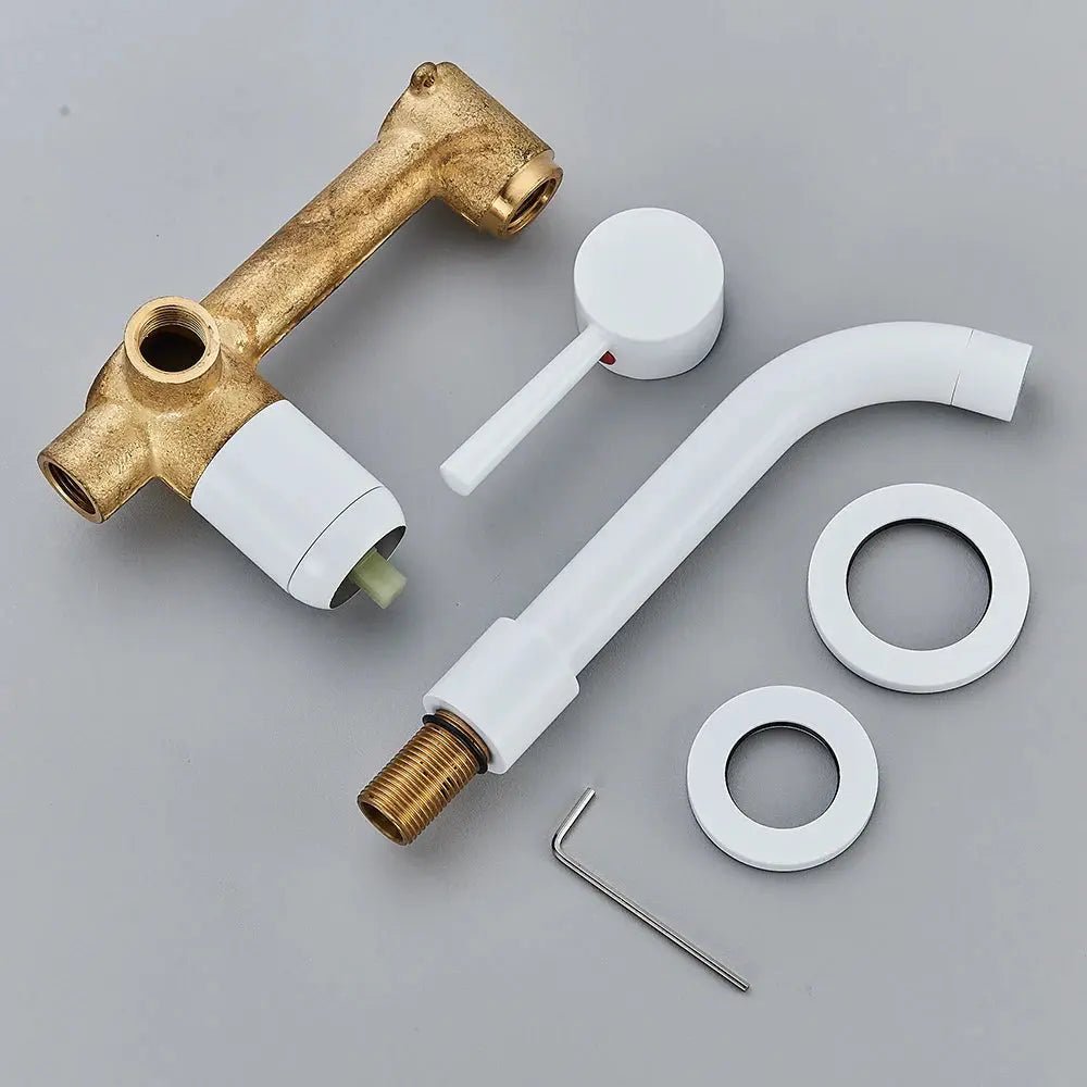 Matte Black Wall - Mounted Basin Bathroom faucet – 2 - Hole Single Lever with Swivel Spout - Matte Black Wall - Mounted Basin Mixer TapBathroomLux