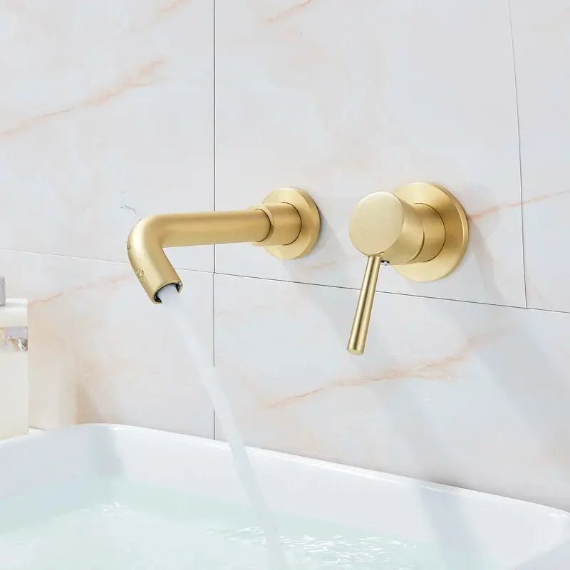 Matte Black Wall - Mounted Basin Bathroom faucet – 2 - Hole Single Lever with Swivel Spout - Matte Black Wall - Mounted Basin Mixer TapBathroomLux