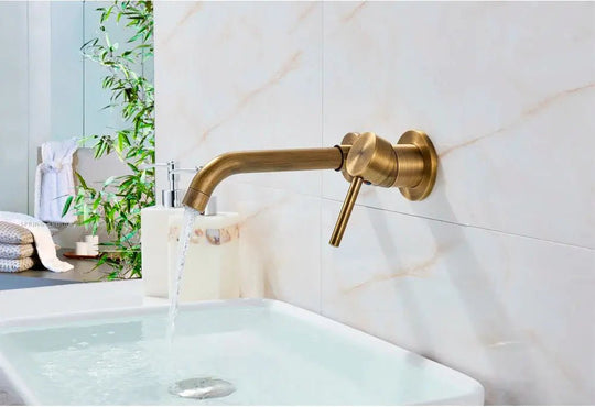 Matte Black Wall - Mounted Basin Bathroom faucet – 2 - Hole Single Lever with Swivel Spout - Matte Black Wall - Mounted Basin Mixer TapBathroomLux