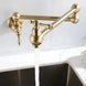 Matte Gold Wall Mount Pot Filler – Brass Folding Kitchen Mixer Tap with Dual Handles - Deck Mounted Brass Kitchen Faucets TapBathroomLux