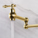 Matte Gold Wall Mount Pot Filler – Brass Folding Kitchen Mixer Tap with Dual Handles - Deck Mounted Brass Kitchen Faucets TapBathroomLux