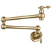 Matte Gold Wall Mount Pot Filler – Brass Folding Kitchen Mixer Tap with Dual Handles - Deck Mounted Brass Kitchen Faucets TapBathroomLux