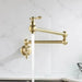 Matte Gold Wall Mount Pot Filler – Brass Folding Kitchen Mixer Tap with Dual Handles - Deck Mounted Brass Kitchen Faucets TapBathroomLux