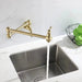 Matte Gold Wall Mount Pot Filler – Brass Folding Kitchen Mixer Tap with Dual Handles - Deck Mounted Brass Kitchen Faucets TapBathroomLux