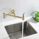 Matte Gold Wall Mount Pot Filler – Brass Folding Kitchen Mixer Tap with Dual Handles - Deck Mounted Brass Kitchen Faucets TapBathroomLux