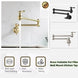 Matte Gold Wall Mount Pot Filler – Brass Folding Kitchen Mixer Tap with Dual Handles - Deck Mounted Brass Kitchen Faucets TapBathroomLux