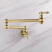 Matte Gold Wall Mount Pot Filler – Brass Folding Kitchen Mixer Tap with Dual Handles - Deck Mounted Brass Kitchen Faucets TapBathroomLux