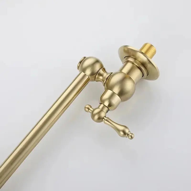 Matte Gold Wall Mount Pot Filler – Brass Folding Kitchen Mixer Tap with Dual Handles - Deck Mounted Brass Kitchen Faucets TapBathroomLux