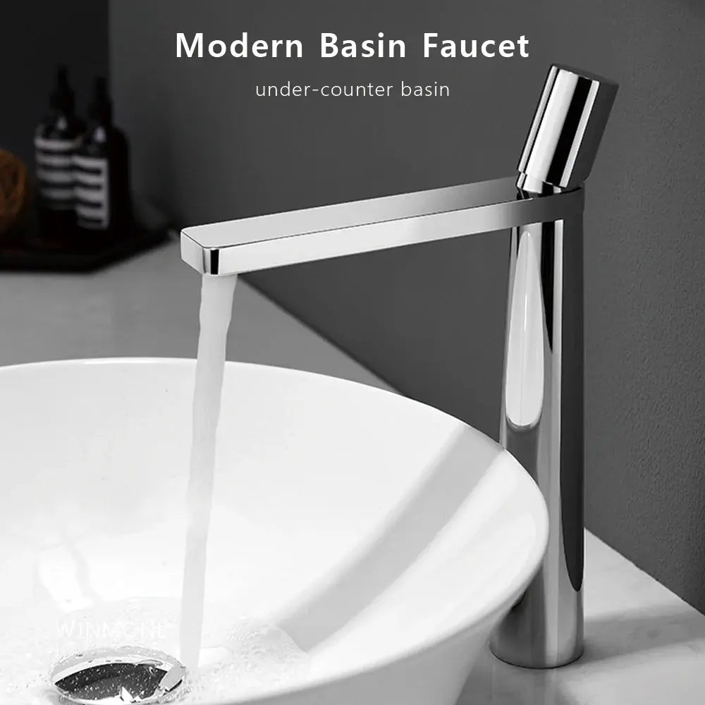 Modern Bathroom Faucet Single Handle Single Hole In Chrome - Modern Basin Faucet Single Handle Single HoleBathroomLux