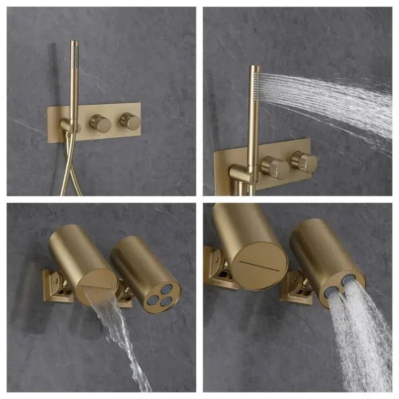 Modern Bathroom Shower Set Concealed Dual Handles Rainfall Shower Head Combo Set - Concealed Dual Handles Rainfall Shower Head Combo SetBathroomLux