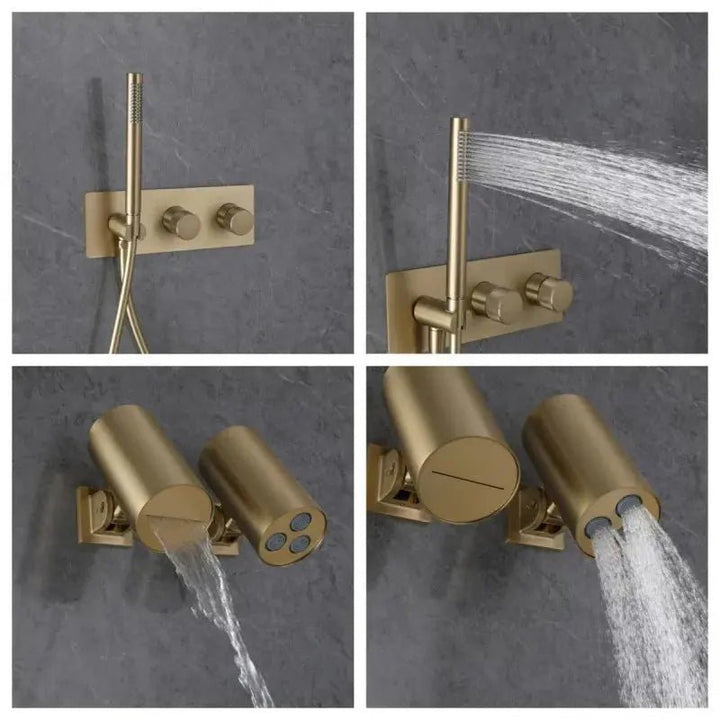 Modern Bathroom Shower Set Concealed Dual Handles Rainfall Shower Head Combo Set - Concealed Dual Handles Rainfall Shower Head Combo SetBathroomLux