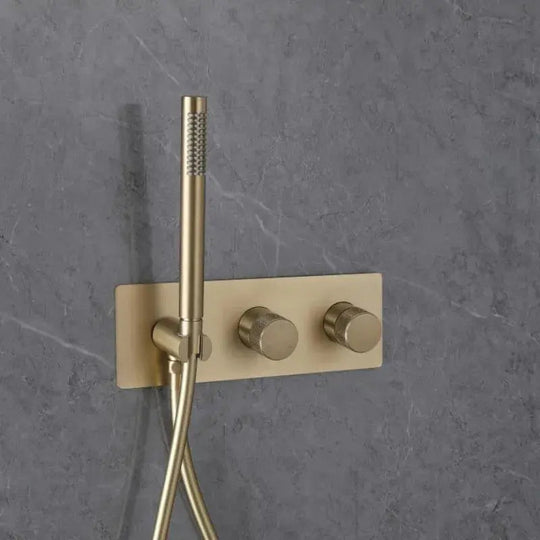 Modern Bathroom Shower Set Concealed Dual Handles Rainfall Shower Head Combo Set - Concealed Dual Handles Rainfall Shower Head Combo SetBathroomLux