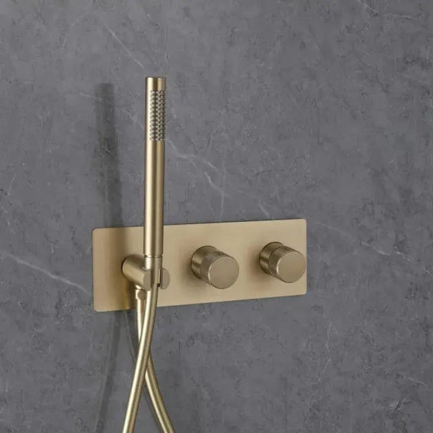 Modern Bathroom Shower Set Concealed Dual Handles Rainfall Shower Head Combo Set - Concealed Dual Handles Rainfall Shower Head Combo SetBathroomLux