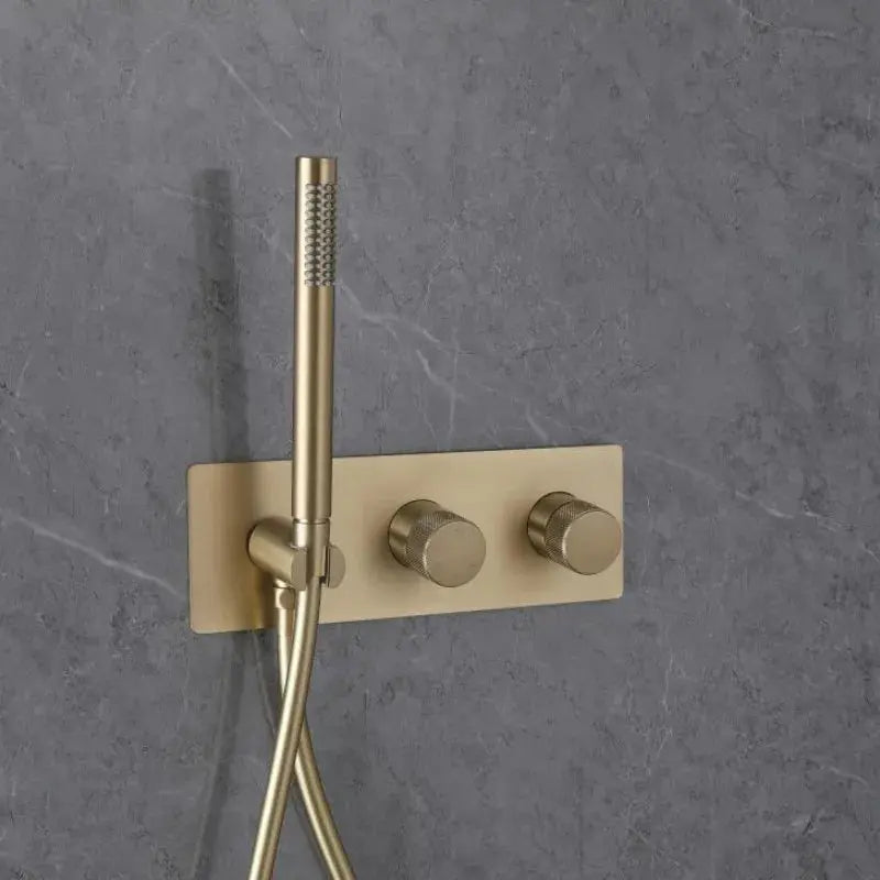 Modern Bathroom Shower Set Concealed Dual Handles Rainfall Shower Head Combo Set - Concealed Dual Handles Rainfall Shower Head Combo SetBathroomLux