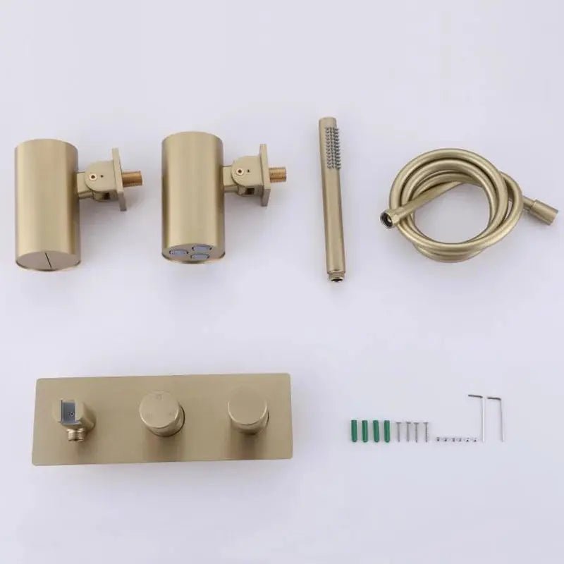 Modern Bathroom Shower Set Concealed Dual Handles Rainfall Shower Head Combo Set - Concealed Dual Handles Rainfall Shower Head Combo SetBathroomLux