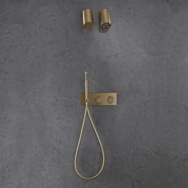 Modern Bathroom Shower Set Concealed Dual Handles Rainfall Shower Head Combo Set - Concealed Dual Handles Rainfall Shower Head Combo SetBathroomLux