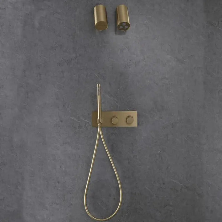 Modern Bathroom Shower Set Concealed Dual Handles Rainfall Shower Head Combo Set - Concealed Dual Handles Rainfall Shower Head Combo SetBathroomLux