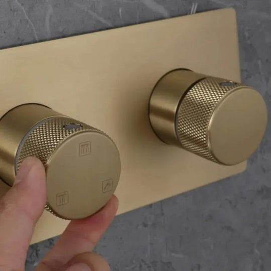 Modern Bathroom Shower Set Concealed Dual Handles Rainfall Shower Head Combo Set - Concealed Dual Handles Rainfall Shower Head Combo SetBathroomLux