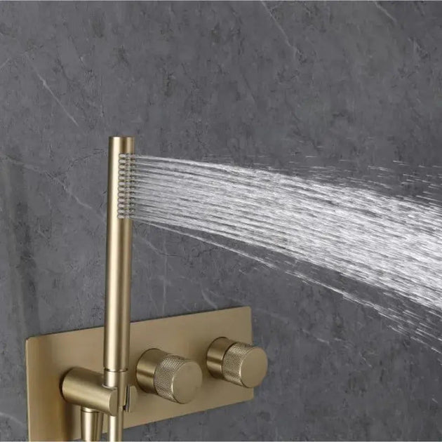 Modern Bathroom Shower Set Concealed Dual Handles Rainfall Shower Head Combo Set - Concealed Dual Handles Rainfall Shower Head Combo SetBathroomLux