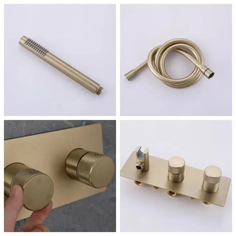 Modern Bathroom Shower Set Concealed Dual Handles Rainfall Shower Head Combo Set - Concealed Dual Handles Rainfall Shower Head Combo SetBathroomLux