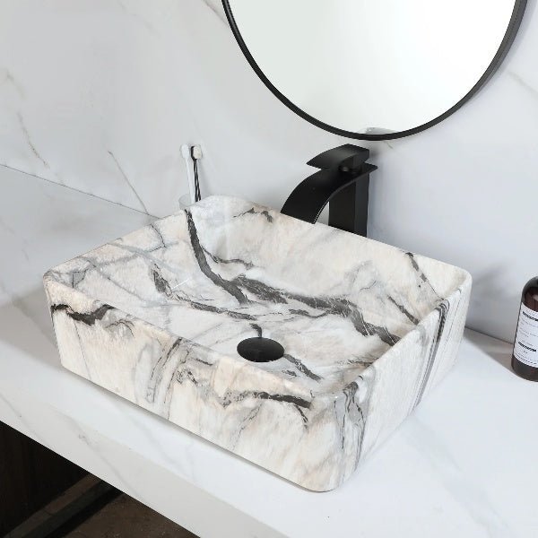 Modern Black Marble Bathroom Sink Elegant Matte Finish Countertop Design - WashbasinBathroomLux