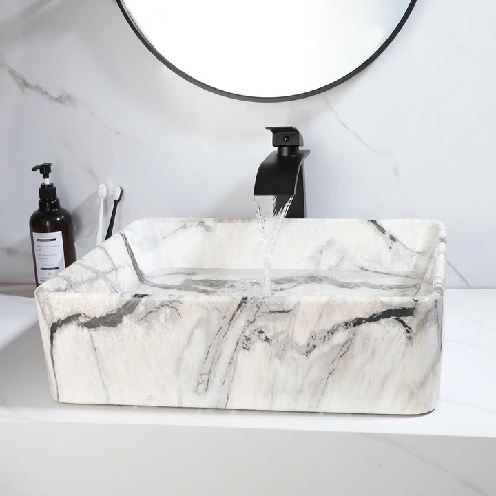 Modern Black Marble Bathroom Sink Elegant Matte Finish Countertop Design - WashbasinBathroomLux